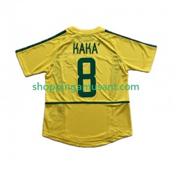 Maillot de Foot Brésil KAKA 8 Rétro Homme Domicile 2002 Manche Courte
