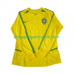 Maillot de Foot Brésil Rétro Homme Domicile 2002 Manche Longue