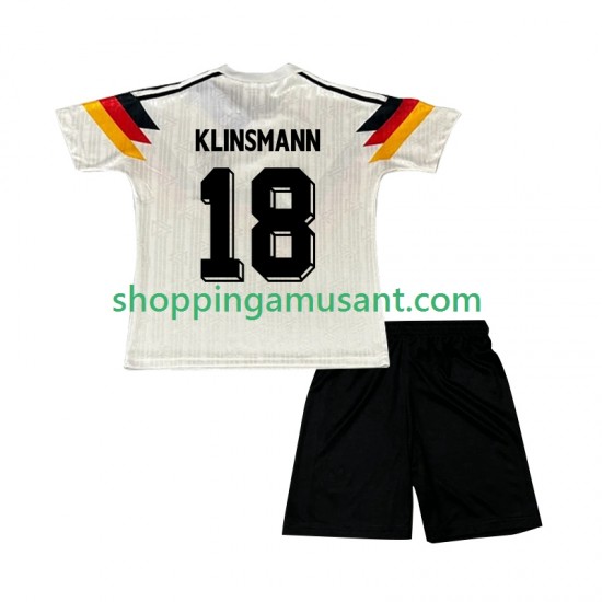 Maillot de Foot Allemagne Klinsmann 18 1990 Rétro Enfant Domicile Manche Courte