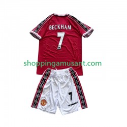 Maillot de Foot Manchester United Beckham 7 Rétro Enfant Domicile 1999 1998 Manche Courte