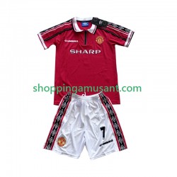 Maillot de Foot Manchester United Beckham 7 Rétro Enfant Domicile 1999 1998 Manche Courte