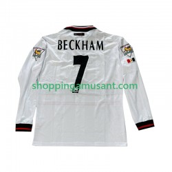 Maillot de Foot Manchester United Beckham 7 Rétro Homme Extérieur 1999 1998 Manche Longue