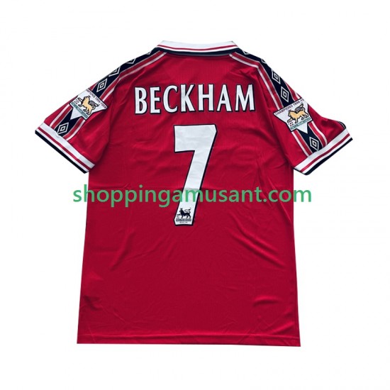 Maillot de Foot Manchester United Beckham 7 Rétro Homme Domicile 1999 1998 Manche Courte
