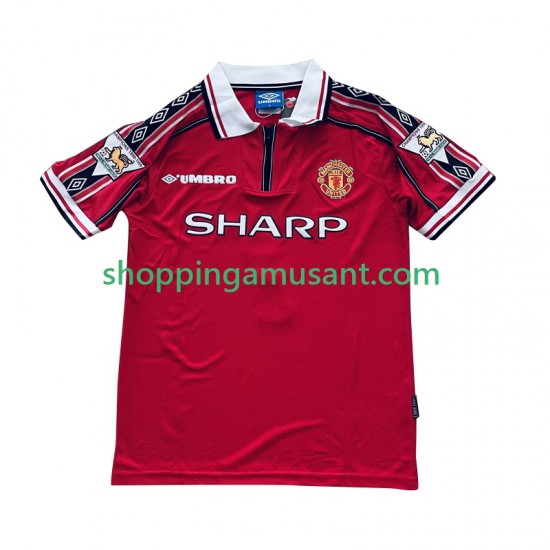 Maillot de Foot Manchester United Beckham 7 Rétro Homme Domicile 1999 1998 Manche Courte