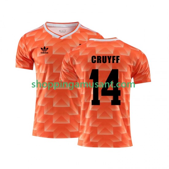 Maillot de Foot Pays-Bas Cruyff 14 1988 Rétro Homme Domicile Manche Courte