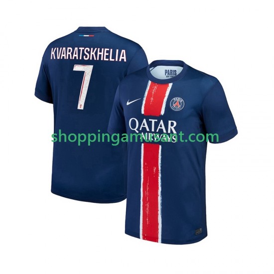 Maillot de Foot Paris Saint-Germain Khvicha Kvaratskhelia 7 Homme Domicile 2024-2025 Manche Courte