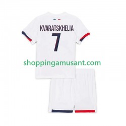 Maillot de Foot Paris Saint-Germain Khvicha Kvaratskhelia 7 Enfant Extérieur 2024-2025 Manche Courte