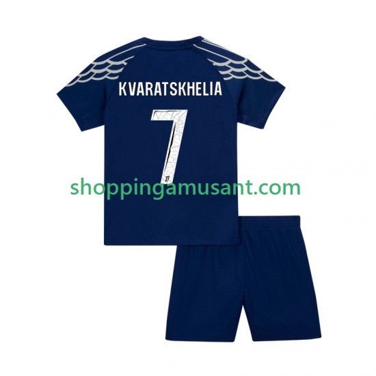 Maillot de Foot Paris Saint-Germain Khvicha Kvaratskhelia 7 Enfant 4ème 2024-2025 Manche Courte