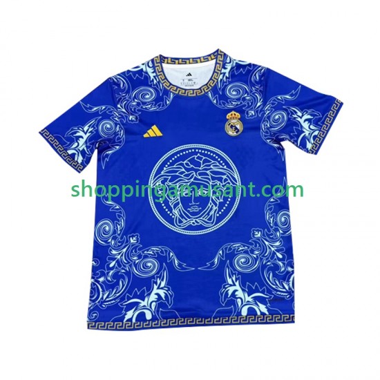 Maillot de Foot Real Madrid Versace Blue Edition Homme Domicile 2024-2025 Manche Courte