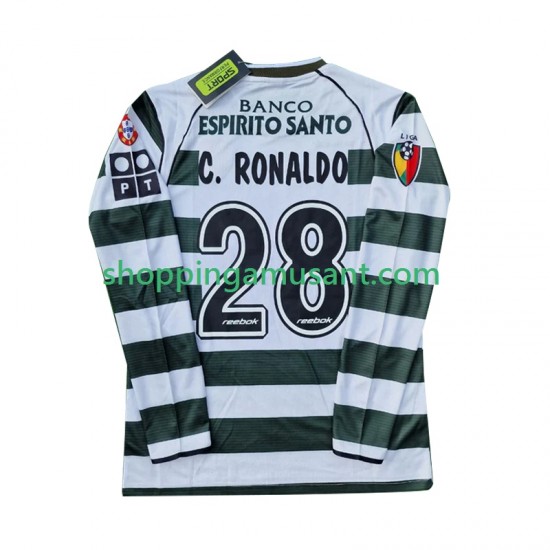 Maillot de Foot Sporting CP Cristiano Ronaldo 28 2001 2003 Rétro Homme Domicile Manche Longue