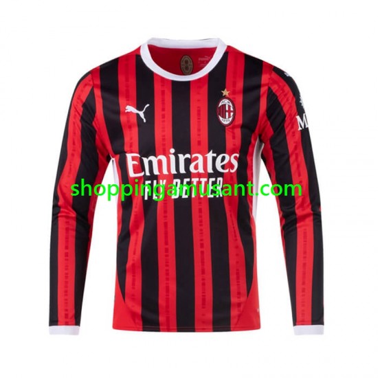 Maillot de Foot AC Milan Homme Domicile 2024-2025 Manche Longue