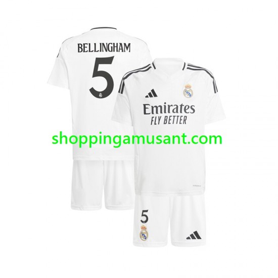 Maillot de Foot Real Madrid Jude Bellingham 5 Enfant Domicile 2024-2025 Manche Courte
