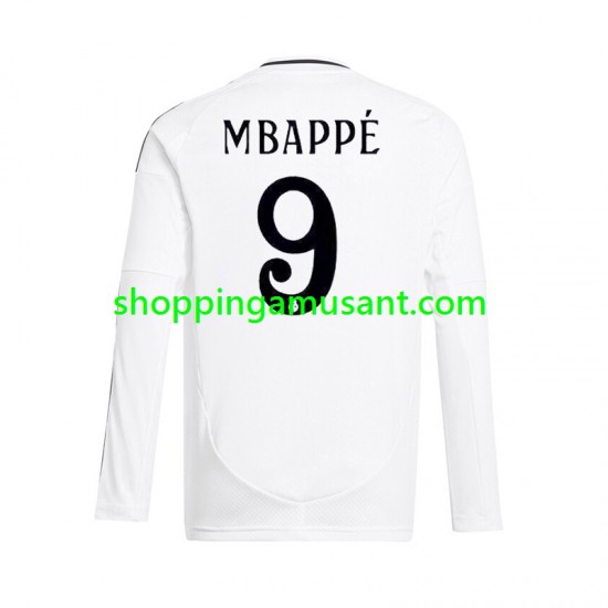 Maillot de Foot Real Madrid Kylian Mbappé 9 Homme Domicile 2024-2025 Manche Longue