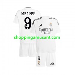 Maillot de Foot Real Madrid Kylian Mbappé 9 Enfant Domicile 2024-2025 Manche Courte