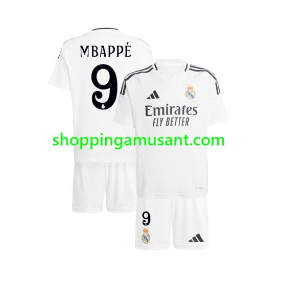 Maillot de Foot Real Madrid Kylian Mbappé 9 Enfant Domicile 2024-2025 Manche Courte