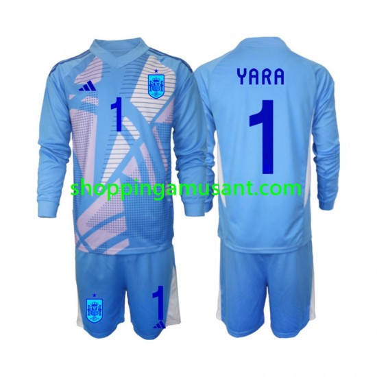 Maillot de Foot Espagne David Raya 1 Gardien Enfant Domicile Euro 2024 Manche Longue