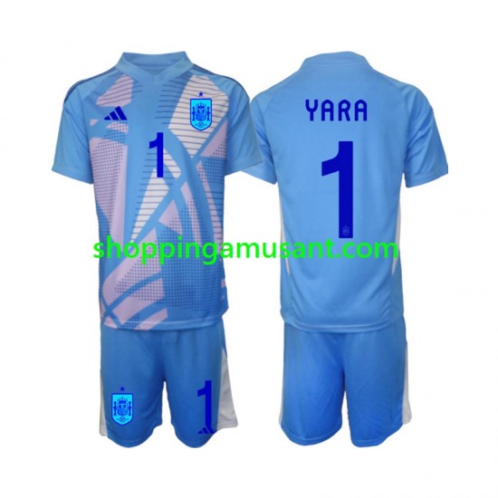 Maillot de Foot Espagne David Raya 1 Gardien Enfant Domicile Euro 2024 Manche Courte