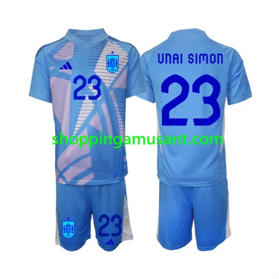 Maillot de Foot Espagne Unai Simon 23 Gardien Enfant Domicile Euro 2024 Manche Courte