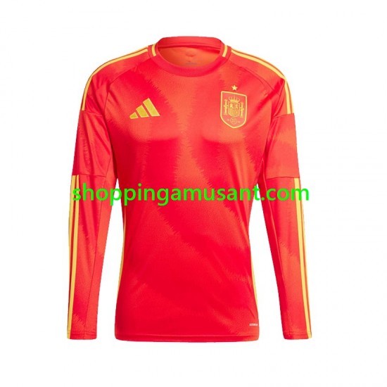 Maillot de Foot Espagne Homme Domicile Euro 2024 Manche Longue