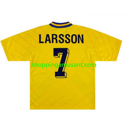 Maillot de Foot Suède Henrik Larsson 7 Rétro Homme Domicile 1994 Manche Courte