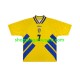 Maillot de Foot Suède Henrik Larsson 7 Rétro Homme Domicile 1994 Manche Courte
