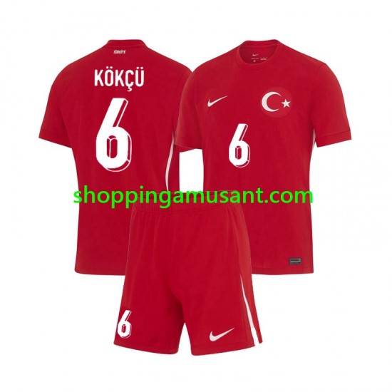 Maillot de Foot Turquie Orkun Kokcu 6 Enfant Extérieur Euro 2024 Manche Courte