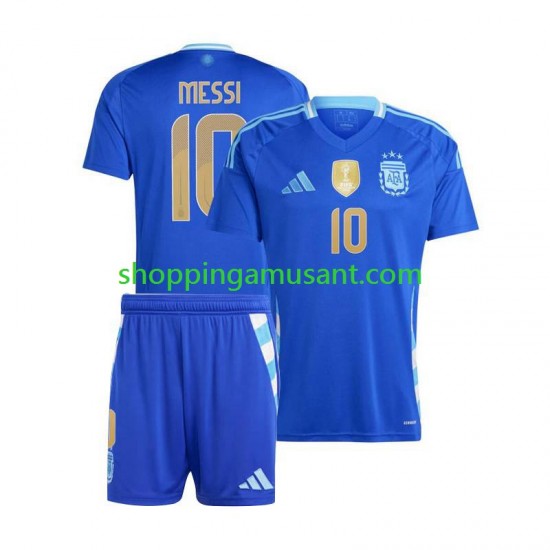 Maillot de Foot Argentine Lionel Messi 10 Copa America 2024 Enfant Extérieur  Manche Courte