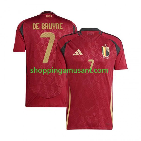 Maillot de Foot Belgique De Bruyne 7 Homme Domicile Euro 2024 Manche Courte