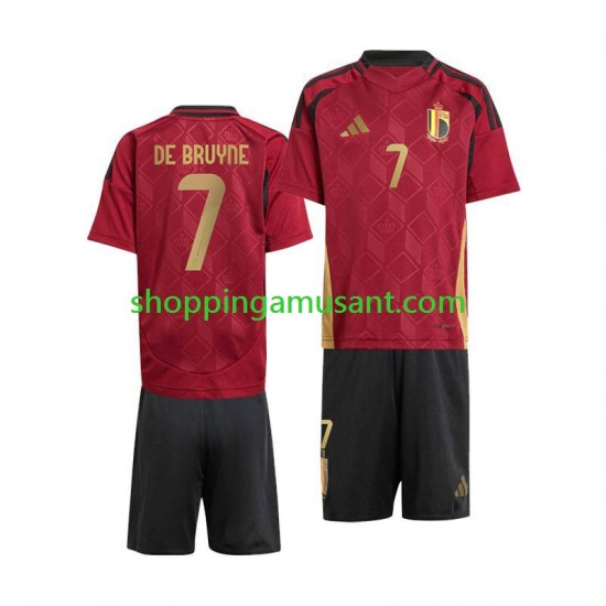 Maillot de Foot Belgique De Bruyne 7 Enfant Domicile Euro 2024 Manche Courte