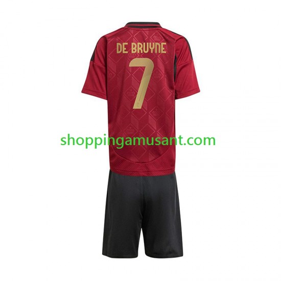 Maillot de Foot Belgique De Bruyne 7 Enfant Domicile Euro 2024 Manche Courte