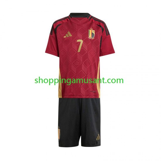 Maillot de Foot Belgique De Bruyne 7 Enfant Domicile Euro 2024 Manche Courte