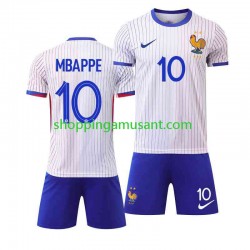 Maillot de Foot France Mbappé Kylian 10 Enfant Extérieur Euro 2024 Manche Courte