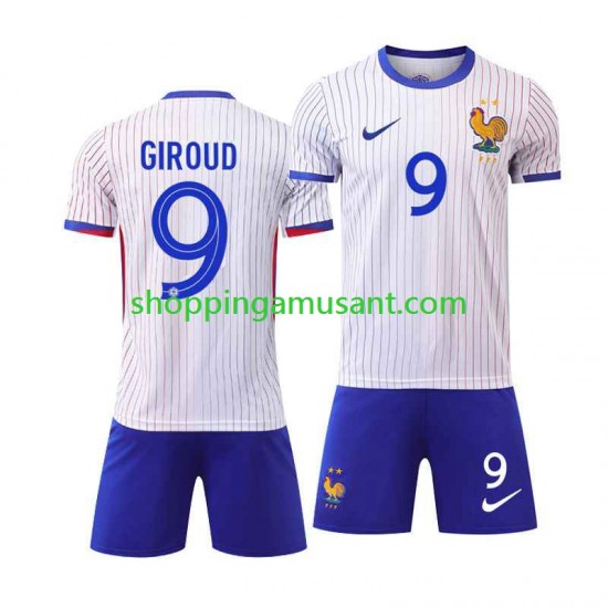 Maillot de Foot France Olivier Giroud 9 Enfant Extérieur Euro 2024 Manche Courte