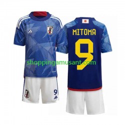 Maillot de Foot Japon Mitoma 9 Enfant Domicile Coupe du Monde 2022 Manche Courte