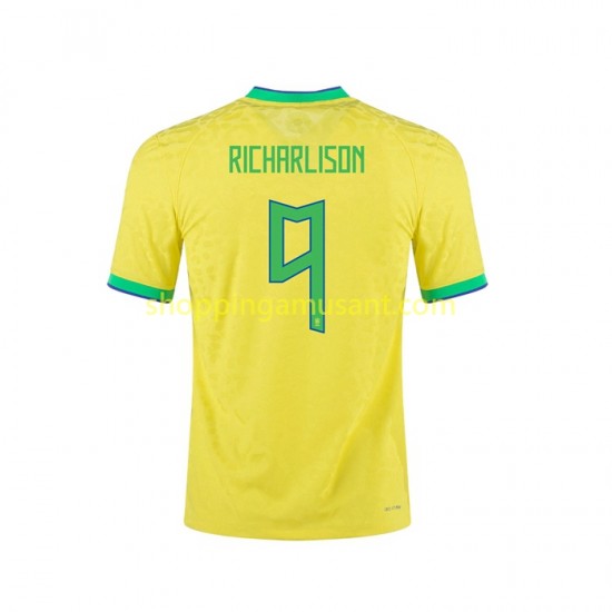 Maillot de Foot Brésil RICHARLISON 9 Homme Domicile 2022 Manche Courte