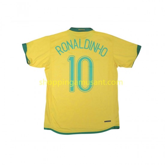 Maillot de Foot Brésil RONALDINHO 10 Rétro Homme Domicile 2006 Manche Courte