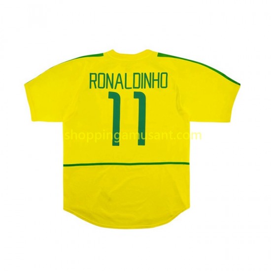 Maillot de Foot Brésil RONALDINHO 11 Rétro Homme Domicile 2002 Manche Courte