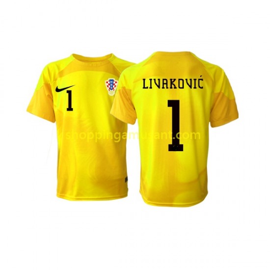 Maillot de Foot Croatie Dominik Livakovic 1 Gardien Homme Domicile Coupe du Monde 2022 Manche Courte