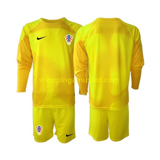 Maillot de Foot Croatie Gardien Enfant Domicile Coupe du Monde 2022 Manche Longue