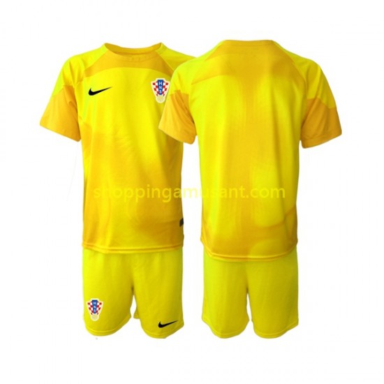 Maillot de Foot Croatie Gardien Enfant Domicile Coupe du Monde 2022 Manche Courte