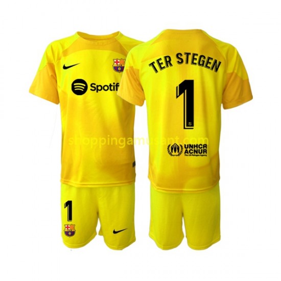 Maillot de Foot FC Barcelone Ter Stegen 1 Gardien Enfant 4ème 2022-2023 Manche Courte