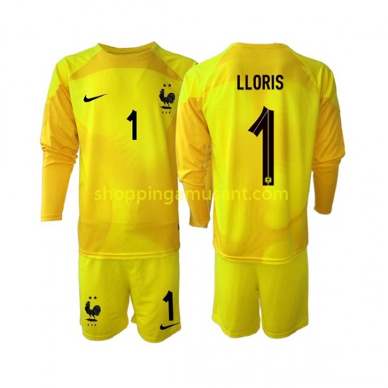 Maillot de Foot France Hugo Lloris 1 Gardien Enfant Neutre Coupe du Monde 2022 Manche Longue