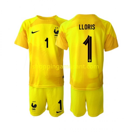 Maillot de Foot France Hugo Lloris 1 Gardien Enfant Neutre Coupe du Monde 2022 Manche Courte