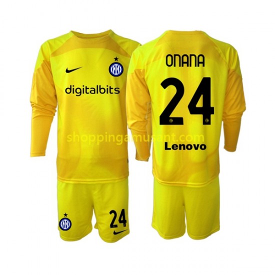 Maillot de Foot Inter Milan Andre Onana 24 Gardien Enfant Extérieur 2022-2023 Manche Longue