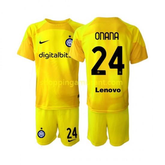 Maillot de Foot Inter Milan Andre Onana 24 Gardien Enfant Extérieur 2022-2023 Manche Courte