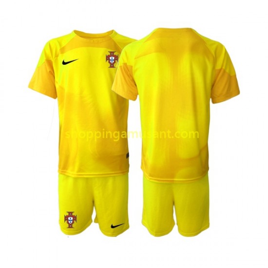 Maillot de Foot Portugal Gardien Enfant Domicile Coupe du Monde 2022 Manche Courte