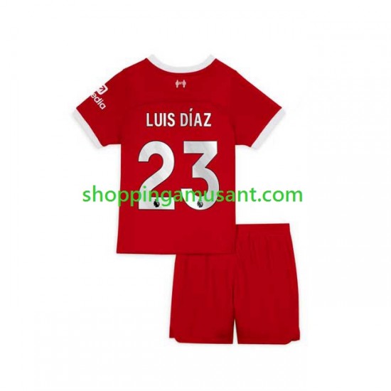 Maillot de Foot Liverpool Luis Diaz 23 Enfant Domicile 2023-2024 Manche Courte