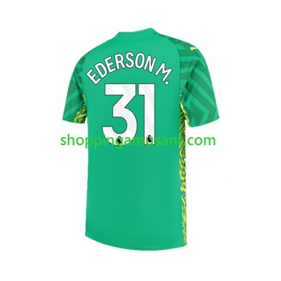 Maillot de Foot Manchester City Ederson Moraes 31 Gardien Homme Domicile 2023-2024 Manche Courte