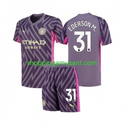 Maillot de Foot Manchester City Ederson Moraes 31 Gardien Enfant Extérieur 2023-2024 Manche Courte