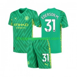 Maillot de Foot Manchester City Ederson Moraes 31 Gardien Enfant Domicile 2023-2024 Manche Courte
